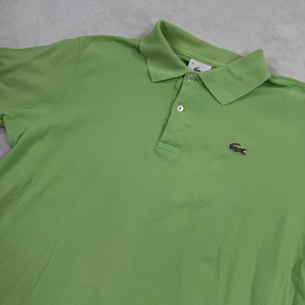 Lacoste Mens Lime Green Cotton Pique Short Sleeve Polo Shirt Size 7 5190L